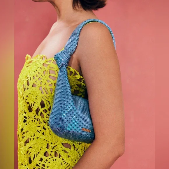 NWT Cult Gaia Gia Shoulder Bag - Pale Sky - Picture 4 of 11